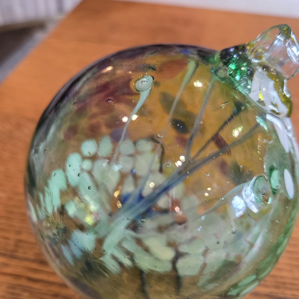 Kitras Hand Blown Art Glass Tree Of Life Enchantment 6" Large Orb Ball Ornament - Picture 12 of 12